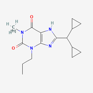 molecular formula C16H22N4O2 B1241711 8-(dicyclopropylmethyl)-1-(111C)methyl-3-propyl-7H-purine-2,6-dione 