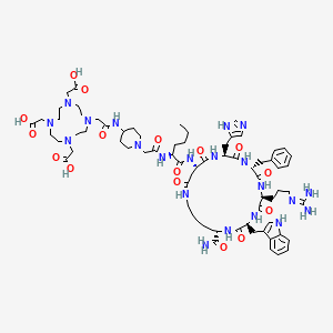 2-[4-[2-[[1-[2-[[(2S)-1-[[(3S,6S,9R,12S,15S,23S)-9-benzyl-23-carbamoyl-6-[3-(diaminomethylideneamino)propyl]-12-(1H-imidazol-5-ylmethyl)-3-(1H-indol-3-ylmethyl)-2,5,8,11,14,17-hexaoxo-1,4,7,10,13,18-hexazacyclotricos-15-yl]amino]-1-oxohexan-2-yl]amino]-2-oxoethyl]piperidin-4-yl]amino]-2-oxoethyl]-7,10-bis(carboxymethyl)-1,4,7,10-tetrazacyclododec-1-yl]acetic acid