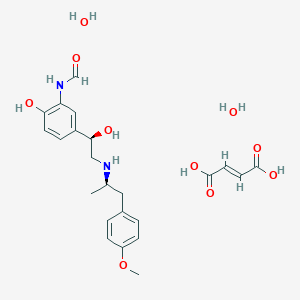 molecular formula C23H32N2O10 B1241733 (E)-but-2-enedioic acid;N-[2-hydroxy-5-[(1R)-1-hydroxy-2-[[(2R)-1-(4-methoxyphenyl)propan-2-yl]amino]ethyl]phenyl]formamide;dihydrate 