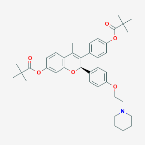 molecular formula C39H47NO6 B1241735 [4-[(2R)-7-(2,2-Dimethylpropanoyloxy)-4-methyl-2-[4-(2-piperidin-1-ylethoxy)phenyl]-2H-chromen-3-yl]phenyl] 2,2-dimethylpropanoate 