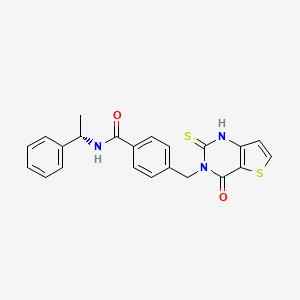 4-[(4-oxo-2-sulfanylidene-1H-thieno[3,2-d]pyrimidin-3-yl)methyl]-N-[(1S)-1-phenylethyl]benzamide