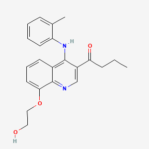 molecular formula C22H24N2O3 B1241744 3-Butyryl-4-(2-methylphenylamino)-8-(2-hydroxyethoxy)quinoline 