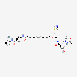 molecular formula C49H65N7O7S B12417513 (2S,4R)-1-[(2S)-2-acetamido-3,3-dimethylbutanoyl]-N-[[2-[12-[4-[(2-aminophenyl)carbamoyl]anilino]-12-oxododecoxy]-4-(4-methyl-1,3-thiazol-5-yl)phenyl]methyl]-4-hydroxypyrrolidine-2-carboxamide 