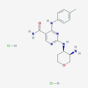 2-[[(3R,4R)-3-aminooxan-4-yl]amino]-4-(4-methylanilino)pyrimidine-5-carboxamide;dihydrochloride