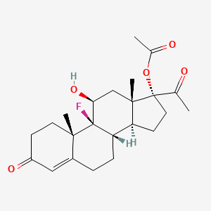 molecular formula C23H31FO5 B1241764 [(8S,9S,10S,11S,13S,14S,17R)-17-acetyl-9-fluoro-11-hydroxy-10,13-dimethyl-3-oxo-1,2,6,7,8,11,12,14,15,16-decahydrocyclopenta[a]phenanthren-17-yl] acetate 