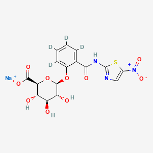 molecular formula C16H14N3NaO10S B12417702 Tizoxanide glucuronide-d4 (sodium) 