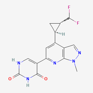 molecular formula C15H13F2N5O2 B12417710 5-[4-[(1S,2S)-2-(difluoromethyl)cyclopropyl]-1-methylpyrazolo[3,4-b]pyridin-6-yl]-1H-pyrimidine-2,4-dione 