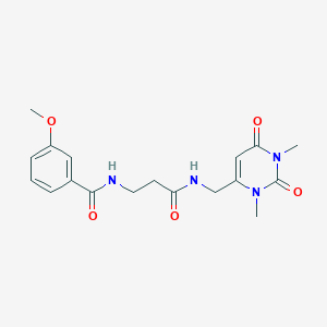 molecular formula C18H22N4O5 B1241772 N-[3-[(1,3-dimethyl-2,6-dioxo-4-pyrimidinyl)methylamino]-3-oxopropyl]-3-methoxybenzamide 