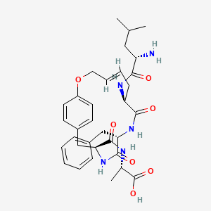 (2S)-2-[[(4E,7S,10S,13S)-7-[[(2S)-2-amino-4-methylpentanoyl]amino]-10-benzyl-8,11-dioxo-2-oxa-9,12-diazabicyclo[13.2.2]nonadeca-1(17),4,15,18-tetraene-13-carbonyl]amino]propanoic acid