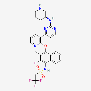 2,2,2-trifluoro-N-[2-fluoro-3-methyl-4-[3-[2-[[(3S)-piperidin-3-yl]amino]pyrimidin-4-yl]pyridin-2-yl]oxynaphthalen-1-yl]ethanesulfonamide