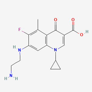 molecular formula C16H18FN3O3 B1241804 1-Cyclopropyl-4-oxo-5-methyl-6-fluoro-7-[(2-aminoethyl)amino]-1,4-dihydroquinoline-3-carboxylic acid 