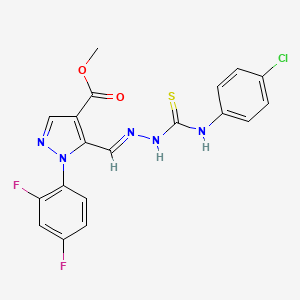 molecular formula C19H14ClF2N5O2S B1241815 1-[2,4-双(氟代)苯基]-5-[(E)-[(4-氯苯基)氨基硫代甲酰肼亚基]甲基]吡唑-4-羧酸甲酯 