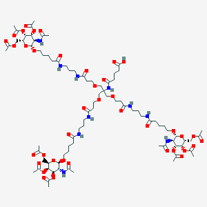 5-[[1,3-bis[3-[3-[5-[(2R,3R,4R,5R,6R)-3-acetamido-4,5-diacetyloxy-6-(acetyloxymethyl)oxan-2-yl]oxypentanoylamino]propylamino]-3-oxopropoxy]-2-[[3-[3-[5-[(2R,3R,4R,5R,6R)-3-acetamido-4,5-diacetyloxy-6-(acetyloxymethyl)oxan-2-yl]oxypentanoylamino]propylamino]-3-oxopropoxy]methyl]propan-2-yl]amino]-5-oxopentanoic acid