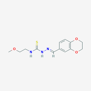 molecular formula C13H17N3O3S B1241821 1-[(E)-2,3-dihydro-1,4-benzodioxin-6-ylmethylideneamino]-3-(2-methoxyethyl)thiourea 