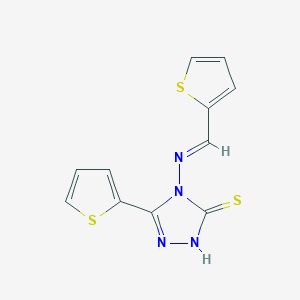 molecular formula C11H8N4S3 B1241823 5-(2-噻吩基)-4-{[(E)-2-噻吩基亚甲基]氨基}-4H-1,2,4-三唑-3-硫醇 CAS No. 477863-25-5