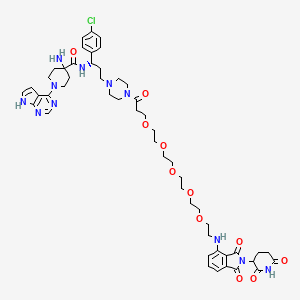 4-amino-N-[(1S)-1-(4-chlorophenyl)-3-[4-[3-[2-[2-[2-[2-[2-[[2-(2,6-dioxopiperidin-3-yl)-1,3-dioxoisoindol-4-yl]amino]ethoxy]ethoxy]ethoxy]ethoxy]ethoxy]propanoyl]piperazin-1-yl]propyl]-1-(7H-pyrrolo[2,3-d]pyrimidin-4-yl)piperidine-4-carboxamide