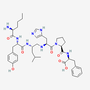 (2S)-2-[[(2S)-1-[(2S)-2-[[(2S)-2-[[(2S)-2-[[(2S)-2-aminohexanoyl]amino]-3-(4-hydroxyphenyl)propanoyl]amino]-4-methylpentyl]amino]-3-(1H-imidazol-5-yl)propanoyl]pyrrolidine-2-carbonyl]amino]-3-phenylpropanoic acid