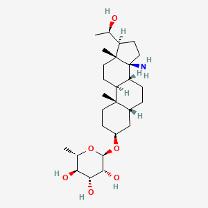 molecular formula C27H47NO6 B1241830 (2R,3R,4R,5R,6S)-2-[[(3S,5R,8R,9S,10S,13R,14S,17S)-14-amino-17-[(1R)-1-hydroxyethyl]-10,13-dimethyl-1,2,3,4,5,6,7,8,9,11,12,15,16,17-tetradecahydrocyclopenta[a]phenanthren-3-yl]oxy]-6-methyloxane-3,4,5-triol 