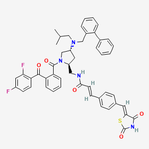 molecular formula C49H44F2N4O5S B1241832 (E)-N-(((2S,4R)-4-((biphenyl-2-ylmethyl)(isobutyl)amino)-1-(2-(2,4-difluorobenzoyl)benzoyl)pyrrolidin-2-yl)methyl)-3-(4-((Z)-(2,4-dioxothiazolidin-5-ylidene)methyl)phenyl)acrylamide 