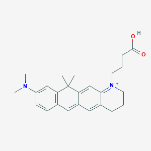 molecular formula C25H31N2O2+ B1241839 1-(3-Carboxypropyl)-9-(dimethylamino)-11,11-dimethyl-2,3,4,11-tetrahydronaphtho[2,3-g]quinolinium 