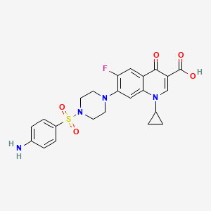 molecular formula C23H23FN4O5S B1241853 7-[4-(4-Aminophenyl)sulfonylpiperazin-1-yl]-1-cyclopropyl-6-fluoro-4-oxoquinoline-3-carboxylic acid 