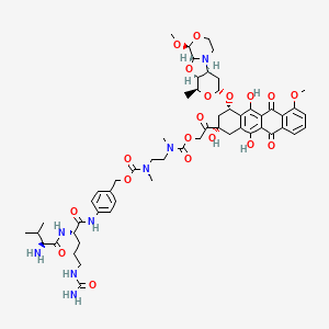 [2-oxo-2-[(2S,4S)-2,5,12-trihydroxy-7-methoxy-4-[[(2S,4R,6S,7S,9R,10S)-10-methoxy-6-methyl-5,8,11-trioxa-1-azatricyclo[7.4.0.02,7]tridecan-4-yl]oxy]-6,11-dioxo-3,4-dihydro-1H-tetracen-2-yl]ethyl] N-[2-[[4-[[(2S)-2-[[(2S)-2-amino-3-methylbutanoyl]amino]-5-(carbamoylamino)pentanoyl]amino]phenyl]methoxycarbonyl-methylamino]ethyl]-N-methylcarbamate