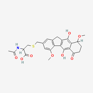 molecular formula C25H27NO8S B1241889 2-乙酰氨基-3-[(5,10-二羟基-4,9-二甲氧基-6-氧代-7,8,9,11-四氢苯并[b]芴-2-基)甲硫基]丙酸 