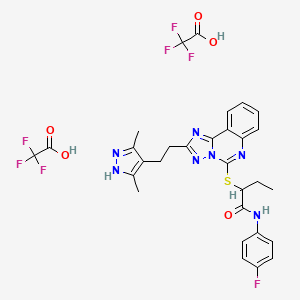 molecular formula C30H28F7N7O5S B12418997 2-[[2-[2-(3,5-dimethyl-1H-pyrazol-4-yl)ethyl]-[1,2,4]triazolo[1,5-c]quinazolin-5-yl]sulfanyl]-N-(4-fluorophenyl)butanamide;2,2,2-trifluoroacetic acid 