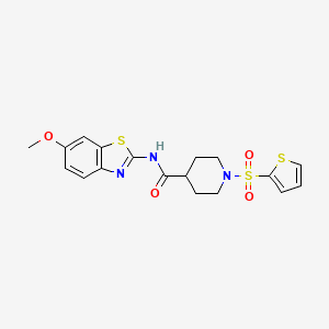 molecular formula C18H19N3O4S3 B1241901 N-(6-methoxy-1,3-benzothiazol-2-yl)-1-thiophen-2-ylsulfonyl-4-piperidinecarboxamide 