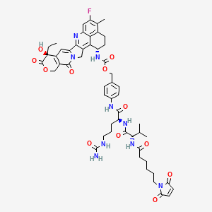 [4-[[(2S)-5-(carbamoylamino)-2-[[(2S)-2-[6-(2,5-dioxopyrrol-1-yl)hexanoylamino]-3-methylbutanoyl]amino]pentanoyl]amino]phenyl]methyl N-[(10S,23S)-10-ethyl-18-fluoro-10-hydroxy-19-methyl-5,9-dioxo-8-oxa-4,15-diazahexacyclo[14.7.1.02,14.04,13.06,11.020,24]tetracosa-1,6(11),12,14,16,18,20(24)-heptaen-23-yl]carbamate