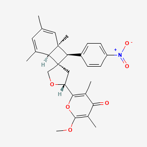 molecular formula C28H31NO6 B1241920 2-甲氧基-3,5-二甲基-6-[(1R,2'R,6S,7S,8R)-1,3,5-三甲基-8-(4-硝基苯基)螺[双环[4.2.0]辛-2,4-二烯-7,4'-氧代环己烷]-2'-基]吡喃-4-酮 