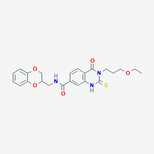 3-(3-Ethoxy-propyl)-4-oxo-2-thioxo-1,2,3,4-tetrahydro-quinazoline-7-carboxylic acid (2,3-dihydro-benzo[1,4]dioxin-2-ylmethyl)-amide