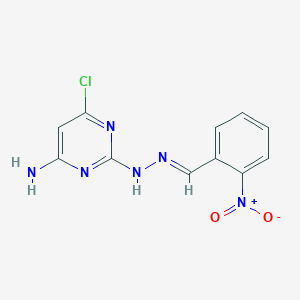 molecular formula C11H9ClN6O2 B1241965 6-Chloro-2-[N'-(2-nitro-benzylidene)-hydrazino]-pyrimidin-4-ylamine 
