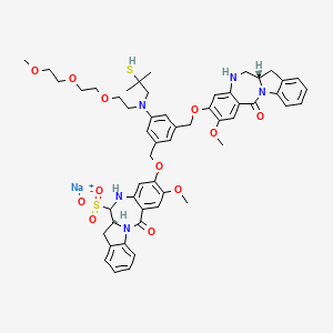 sodium;(12aS)-9-[[3-[[(12aS)-8-methoxy-6-oxo-11,12,12a,13-tetrahydroindolo[2,1-c][1,4]benzodiazepin-9-yl]oxymethyl]-5-[2-[2-(2-methoxyethoxy)ethoxy]ethyl-(2-methyl-2-sulfanylpropyl)amino]phenyl]methoxy]-8-methoxy-6-oxo-11,12,12a,13-tetrahydroindolo[2,1-c][1,4]benzodiazepine-12-sulfonate