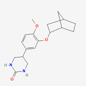 molecular formula C18H24N2O3 B1241974 5-[3-(2-Bicyclo[2.2.1]heptanyloxy)-4-methoxyphenyl]-1,3-diazinan-2-one 