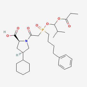 molecular formula C30H46NO7P B1241978 L-Proline, 4-cyclohexyl-1-[2-[(R)-[(1S)-2-methyl-1-(1-oxopropoxy)propoxy](4-phenylbutyl)phosphinyl]acetyl]-, (4S)- 