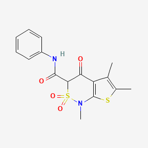 molecular formula C16H16N2O4S2 B1241986 1,5,6-trimethyl-2,2,4-trioxo-N-phenyl-3-thieno[2,3-c]thiazinecarboxamide 
