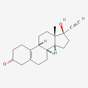 molecular formula C20H26O2 B1241990 (8R,9R,13S,14R,17R)-17-ethynyl-17-hydroxy-13-methyl-1,2,4,6,7,8,9,11,12,14,15,16-dodecahydrocyclopenta[a]phenanthren-3-one 