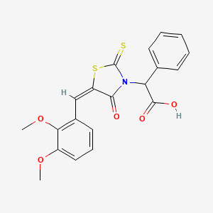 molecular formula C20H17NO5S2 B1242008 2-[(5E)-5-[(2,3-dimethoxyphenyl)methylidene]-4-oxo-2-sulfanylidene-1,3-thiazolidin-3-yl]-2-phenylacetic acid 