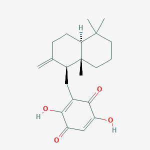 molecular formula C21H28O4 B1242066 3-[[(1S,4aS,8aS)-5,5,8a-trimethyl-2-methylidene-3,4,4a,6,7,8-hexahydro-1H-naphthalen-1-yl]methyl]-2,5-dihydroxycyclohexa-2,5-diene-1,4-dione 