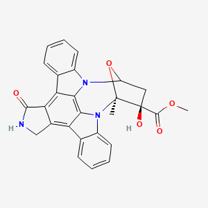 molecular formula C27H21N3O5 B1242073 methyl (15S,16R)-16-hydroxy-15-methyl-3-oxo-28-oxa-4,14,19-triazaoctacyclo[12.11.2.115,18.02,6.07,27.08,13.019,26.020,25]octacosa-1,6,8,10,12,20,22,24,26-nonaene-16-carboxylate 