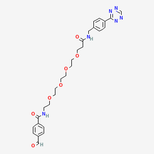 molecular formula C28H34N6O7 B12420742 Tetrazine-Ph-PEG4-Ph-aldehyde 