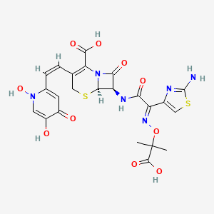 7-(2-(2-Aminothizol-4-yl)-2-(1-carboxy-1-methyl)ethoxyiminoacetamido)-3-(2-(1,5-dihdroxy-4-pyridon-2-yl)ethenyl)ceph-3-em-4-carboxylic acid