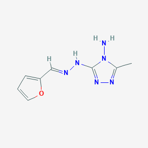 molecular formula C8H10N6O B1242093 3-[(2E)-2-(furan-2-ylmethylidene)hydrazinyl]-5-methyl-4H-1,2,4-triazol-4-amine 