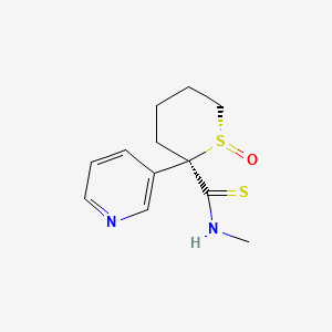 molecular formula C12H16N2OS2 B1242095 (1S,2R)-N-Methyl-1-oxo-2-pyridin-3-ylthiane-2-carbothioamide 