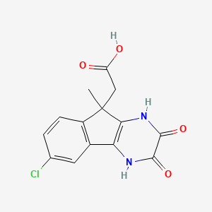 molecular formula C14H11ClN2O4 B1242096 2-(6-Chloro-9-methyl-2,3-dioxo-1,4-dihydroindeno[2,3-b]pyrazin-9-yl)acetic acid 