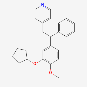 molecular formula C25H27NO2 B1242106 2-(Cyclopentyloxy)-4-[alpha-(4-pyridylmethyl)benzyl]anisole 