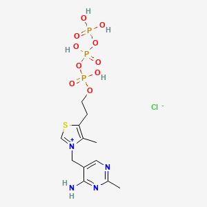 molecular formula C12H20ClN4O10P3S B1242109 [2-[3-[(4-Amino-2-methylpyrimidin-5-yl)methyl]-4-methyl-1,3-thiazol-3-ium-5-yl]ethoxy-hydroxyphosphoryl] phosphono hydrogen phosphate;chloride 