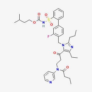 molecular formula C39H48FN5O6S B1242110 N-[3-[1-[[2'-[[(Isopentyloxycarbonyl)amino]sulfonyl]-3-fluoro-1,1'-biphenyl-4-yl]methyl]-4-ethyl-2-propyl-1H-imidazol-5-yl]-3-oxopropyl]-N-(3-pyridyl)butyramide 