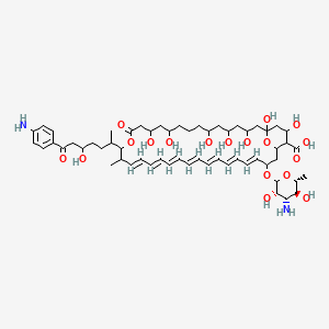 molecular formula C58H86N2O18 B1242111 （19E，21E，23Z，25Z，27E，29E，31E）-33-[(3S，4S，5S，6R）-4-氨基-3，5-二羟基-6-甲氧基氧杂-2-基]氧基-17-[7-(4-氨基苯基)-5-羟基-7-氧代庚烷-2-基]-1，3，5，7，11，13，37-七羟基-18-甲基-15-氧代-16，39-二氧杂双环[33.3.1]壬九十八-19，21，23，25，27，29，31-七烯-36-羧酸 